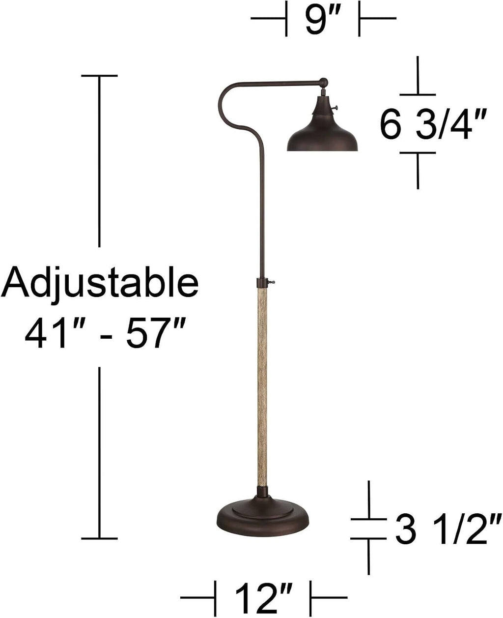 Franklin Iron Works Ferris Industrial Rustic Farmhouse Adjustable Pharmacy Floor Lamp Downbridge 57' Tall Bronze Faux Wood Grain Metal Brown Shade for Cottage Core Living Room Reading House Family