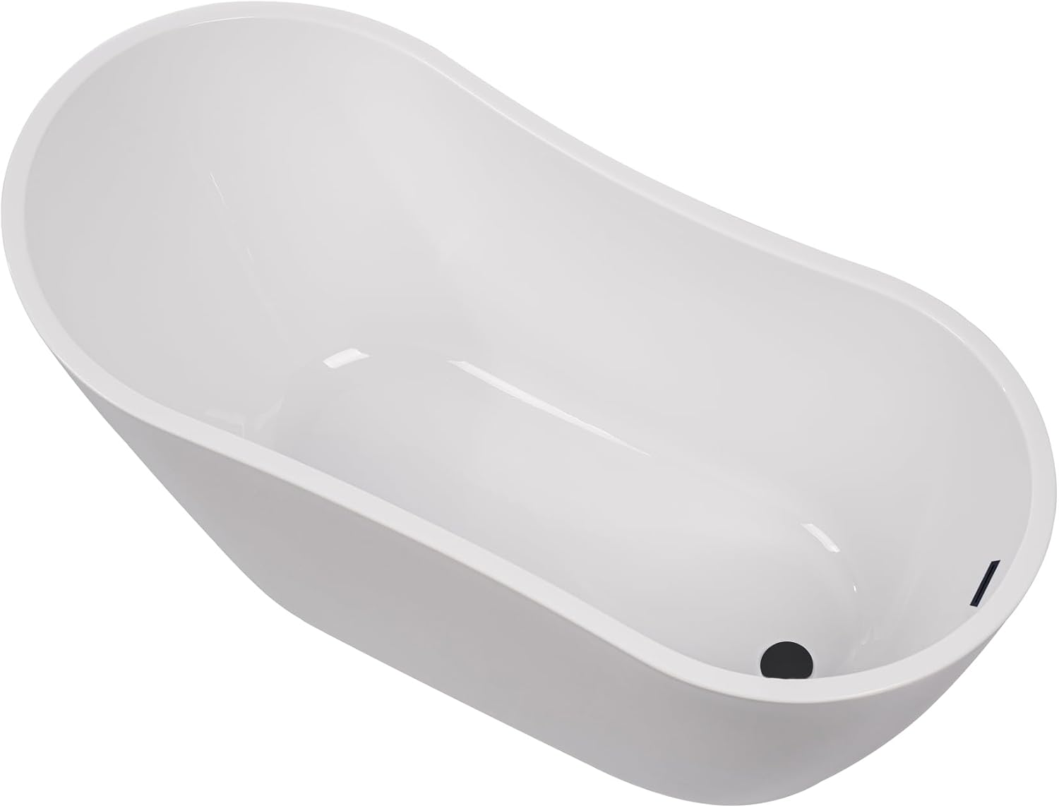 Vanity Art 55 x 28 Inch White Acrylic Freestanding Bathtub | Contemporary Design Soaking Tub with Pop-up Drain and Overflow Included, UPC Certified, VA6531-MB