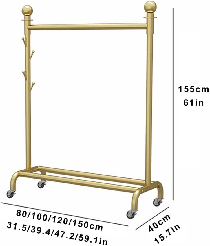 Rolling Garment Rack with Shelf and Wheels, Metal Clothes Rail for Bedroom, Living Room, Entryway or Retail Display,Black,31.5X15.7X61in