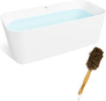 FerdY Maui 67' Acrylic Freestanding Bathtub, Contemporary Elegant Design Soaking Tub with Matte Black Drain & Back Scrubber for Shower,Long Handled Loofah on a Stick, Soft PE Mesh Back Sponge