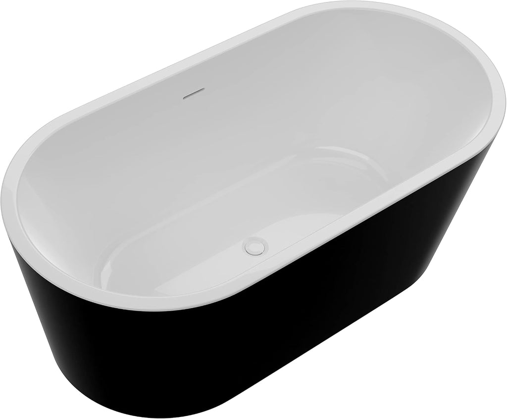 ANZZI Chand 59 in. Acrylic Flatbottom Freestanding Bathtub in Black/White, FT-AZ098-59BK