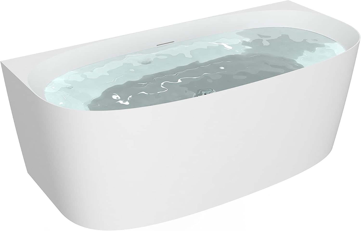 HEATGENE 63 Inches Acrylic Freestanding Bathtub Modern Bathtub Contemporary Soaking Tub Easy to Install UPC Certified Drain & Overflow Assembly Included