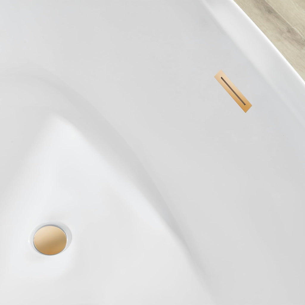 HomeBeyond 71 Inch Free Standing Bathtub | Acrylic Freestanding Bathtub Soaking Tub, Modern Bathroom Stand Alone Tub Suitable for 1-2 Person Bathing, with Pop-up Drain Overflow