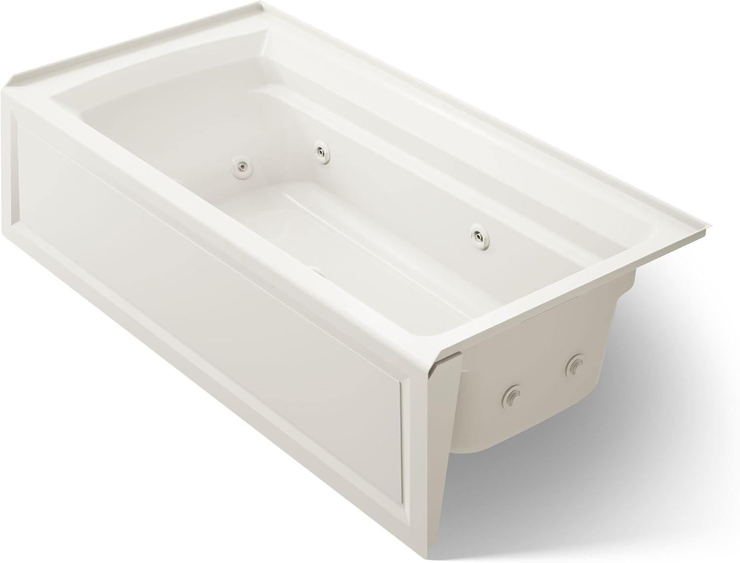 Kohler K-1124-HR-96 Archer 6Ft Whirlpool with Comfort Depth Design, Integral Apron, Right-Hand Drain and Heat, Biscuit