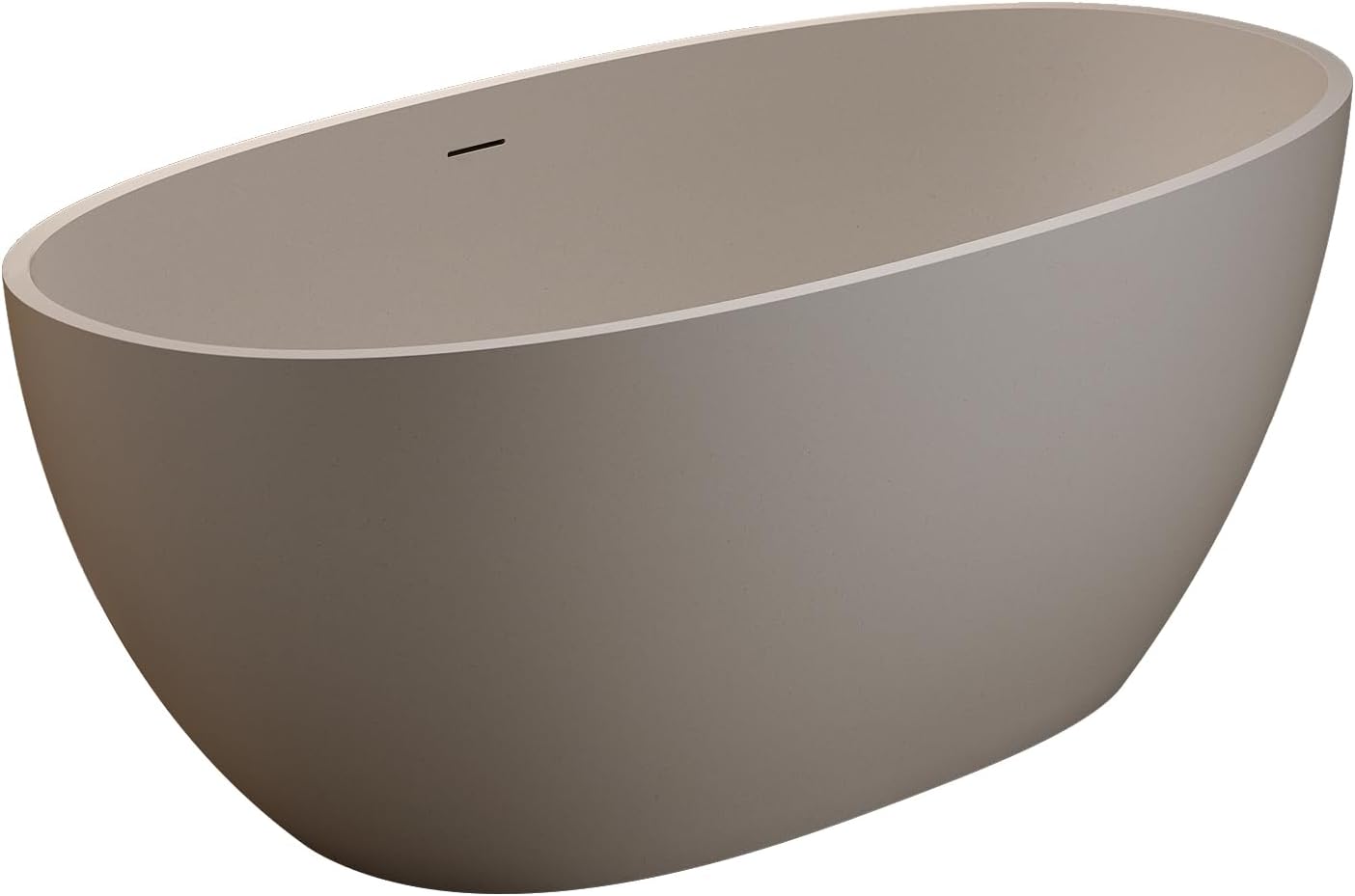 KEIKI 63'' Freestanding Bathtub, Resin Stone Soaking Bathtub with Solid Surface, Modern Tubs with Overflow and Pop-up Drain
