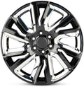 New OEM Replacement Wheel for 2019-2021 Dodge Ram 1500 22x9 inch Aluminum Rim Black With Chrome Inserts Black Fit 275/50R22