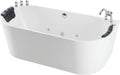 Empava 67 in. Acrylic Freestanding Tub Hydromassage Gracefully Oval Shaped Whirlpool 8 Water Jets Soaking SPA, Double-Ended Massage Bathtub with Two Black Pillow , White