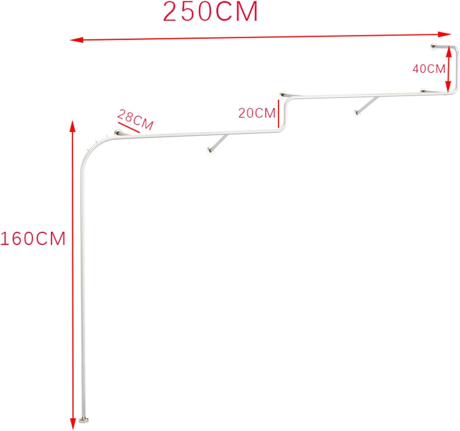 Industrial Pipe Wall Mounted Clothes Hanging Shelves, Retail Display Metal Clothing Rack Stainless Steel Detachable Garment Bar,laundry Room Garment Rack,multi-purpose Hanging Rod for Closet