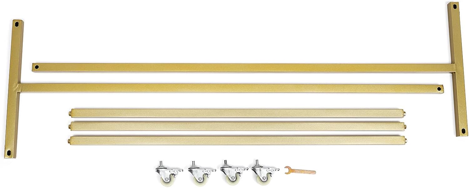 52.8' Boutiques Retail Gold Clothing Racks with Wheels, Rolling Garment Rack Clothing Store Hanger Storage Shelves,Commercial Closet