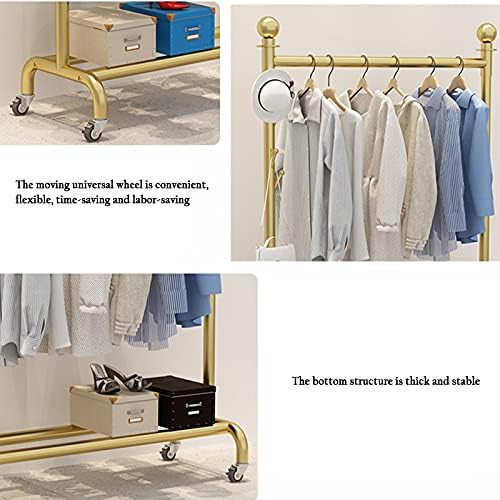 Garment Rack with Wheels & Shelf - Stylish Coat Rack Storage Solution for Bedroom, Living Room & Retail Display - Sturdy Construction, Space-Saving Design, Easy to Move