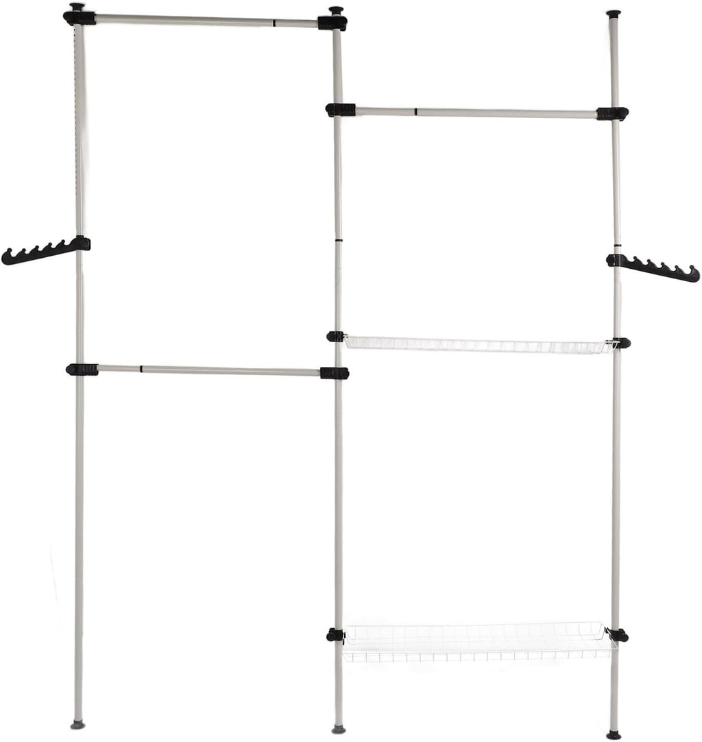 Portable Indoor Garment Rack, Heavy Duty Adjustable Clothes Hanger, DIY Tools Free - Stable Support, Space Saving Storage, Ideal for Household Use