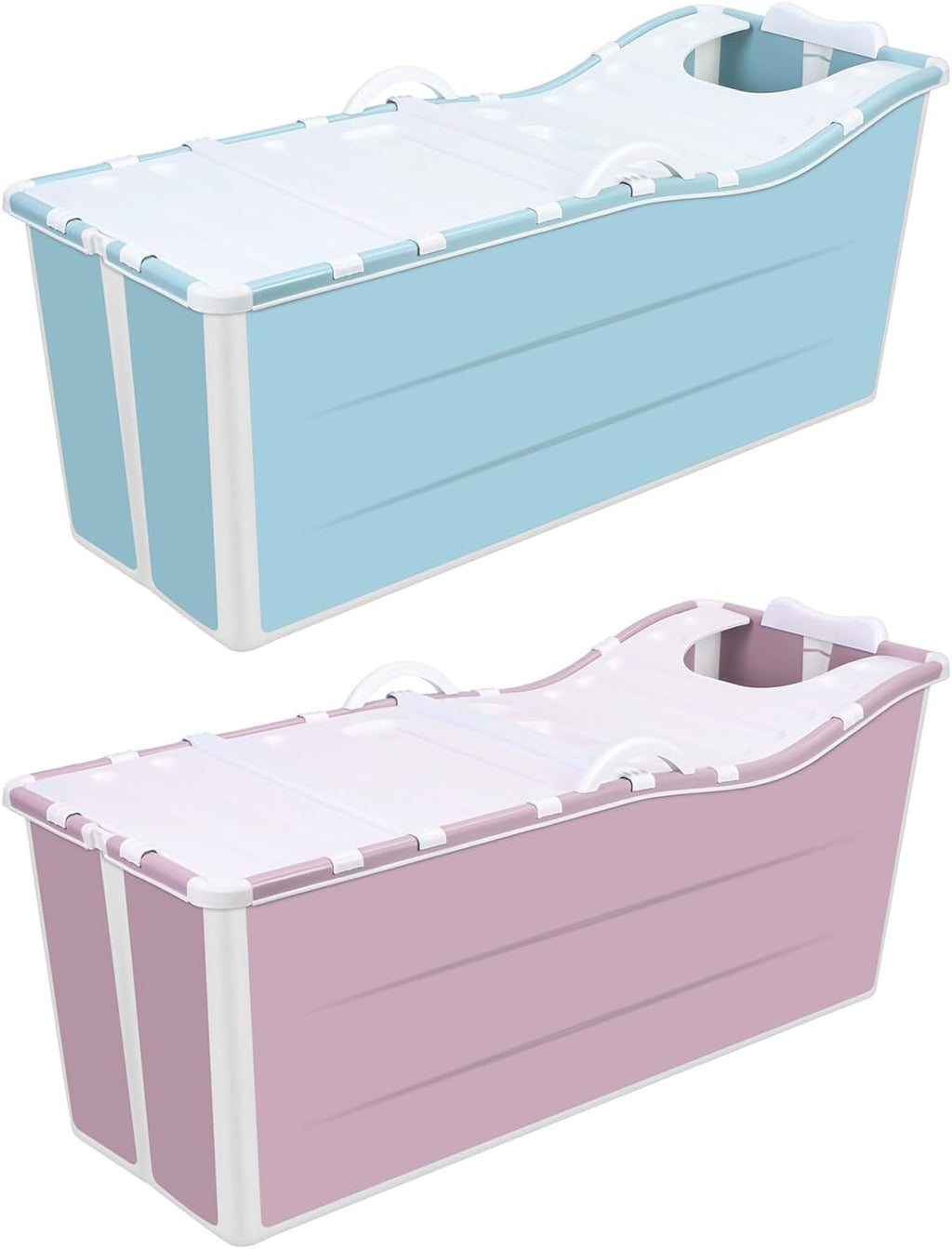 Portable Foldable Bathtub, Bathing Tub for Shower Stall, Portable Bathtub for Adult, Space Saving Home Spa Bath, Freestanding Effortless Folding Bathtub with Thermal Lid, Handrail Pink