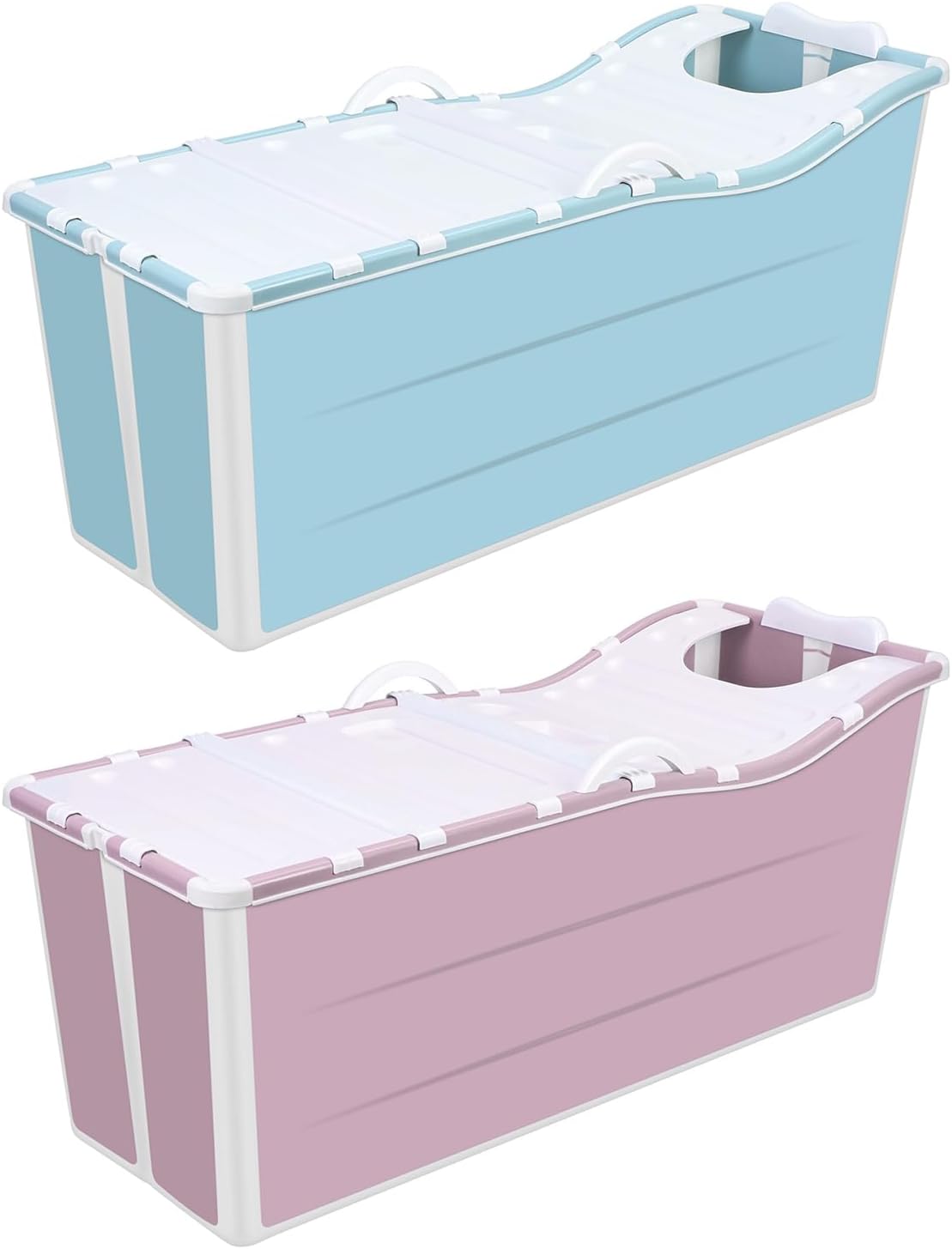 Portable Foldable Bathtub, Bathing Tub for Shower Stall, Portable Bathtub for Adult, Space Saving Home Spa Bath, Freestanding Effortless Folding Bathtub with Thermal Lid, Handrail Pink