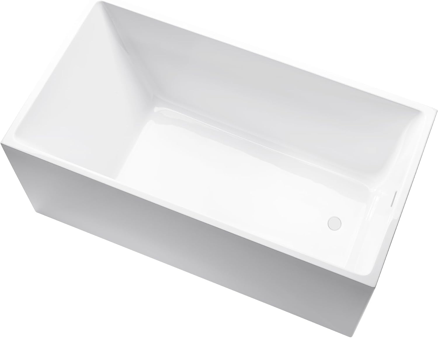 Vanity Art 55 x 29 Inch White Acrylic Freestanding Bathtub | Contemporary Design Soaking Tub with Pop-up Drain and Slotted Overflow Included, UPC Certified VA6816B-M-PW