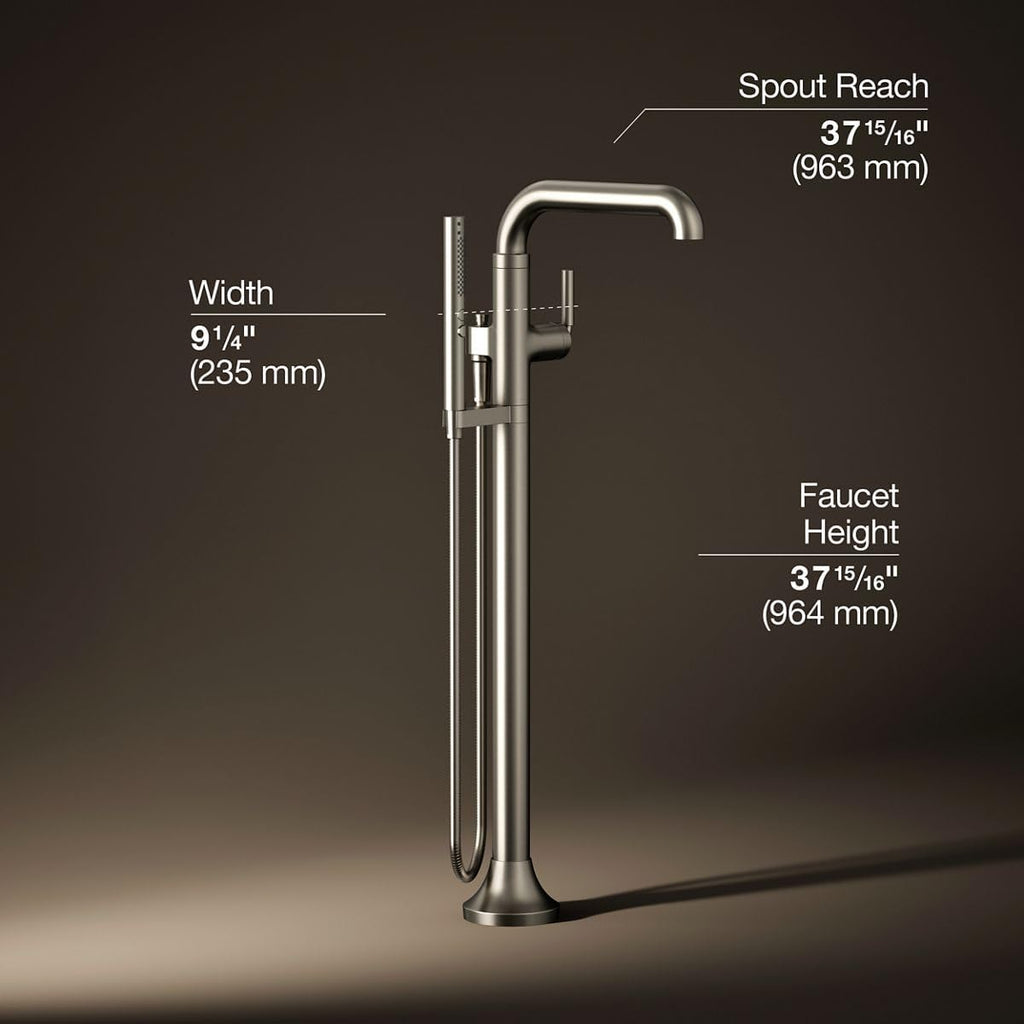 Kohler T27424-4-BN Tone™ Floor-mount bath filler trim with handshower, Vibrant Brushed Nickel