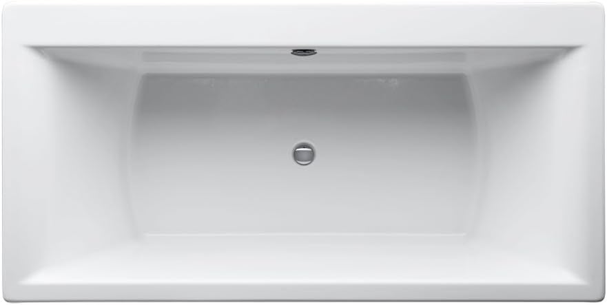 KOHLER 6366-0 Stargaze 72-Inch X 36-Inch Freestanding Bath with Straight Shroud and Center Drain, White, 1-Pack