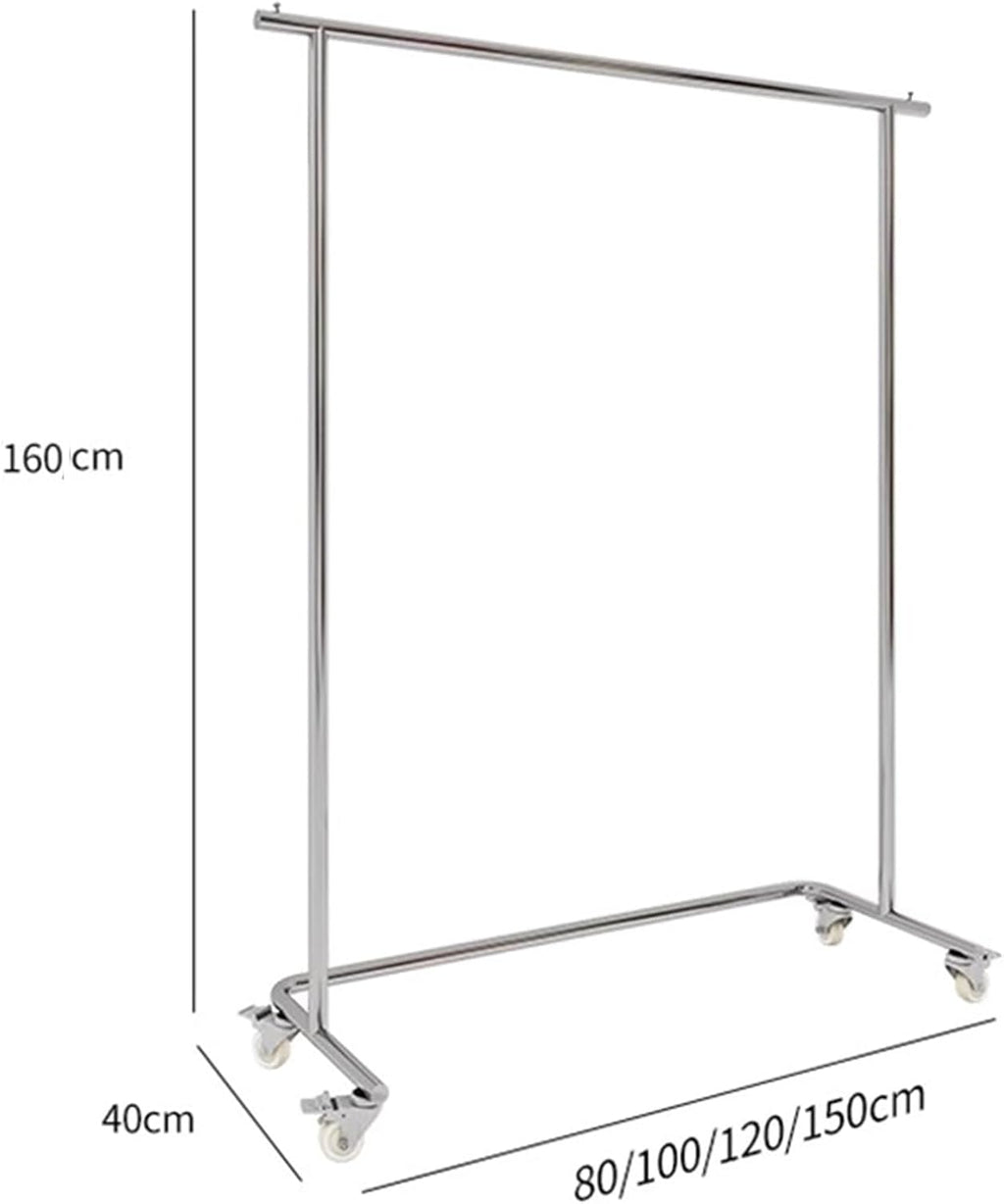 Heavy Duty Coat Rack, Garment Rack Single Rod Clothes Rack with Wheels, Rolling Clothing Rack for Hanging Clothes, Heavy Duty Clothes Rail for Bedroom and Boutique (150X40X160CM)