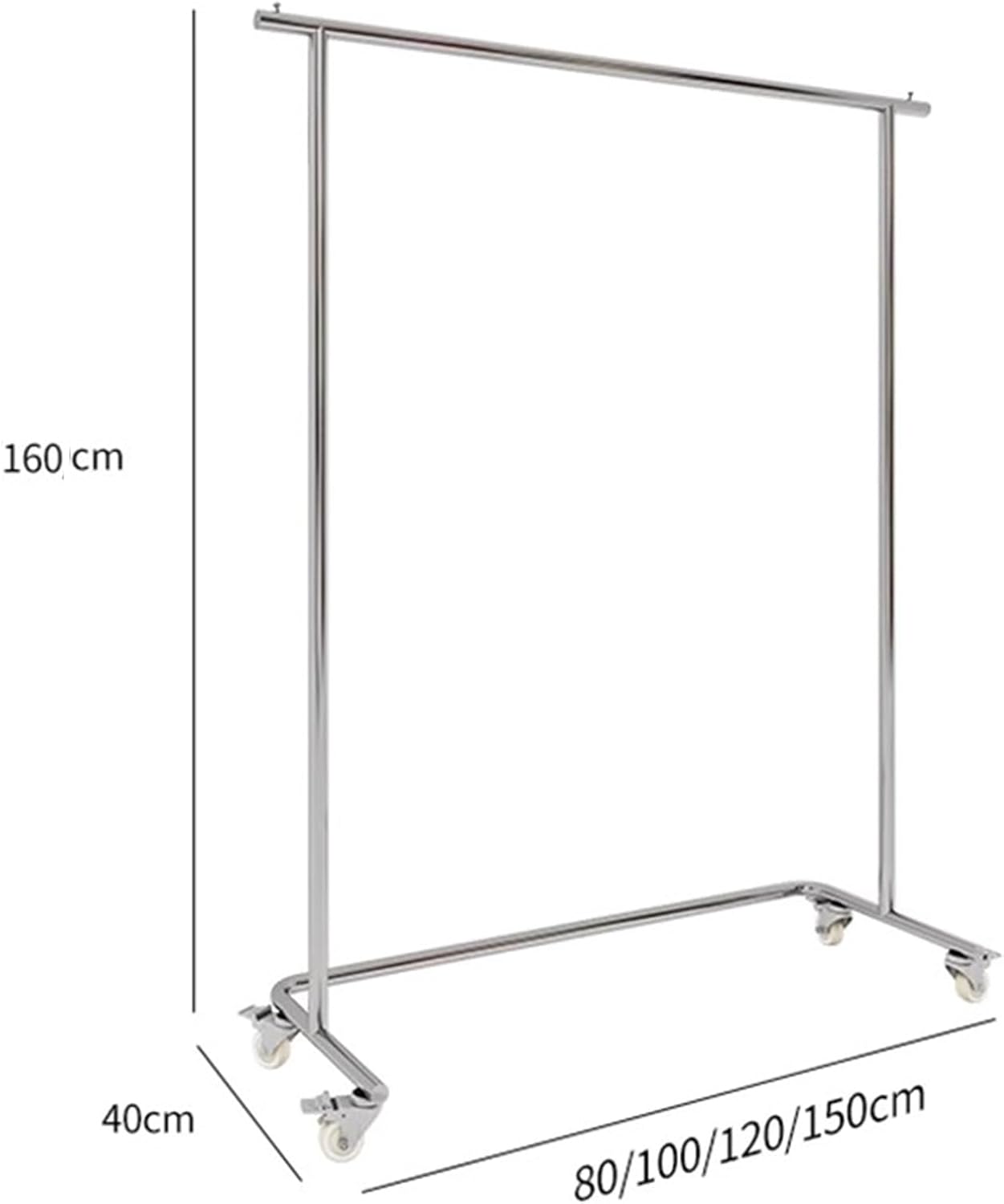 Heavy duty Garment rack Single Rod Clothes Rack With Wheels, Rolling Clothing Rack For Hanging Clothes, Heavy Duty Clothes Rail For Bedroom And Boutique, U-shaped Base Coat Rack Load 280 Lbs ( 80X40X