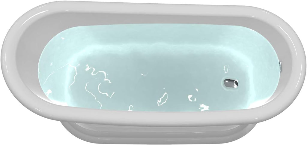 HEATGENE 67' Acrylic Freestanding Bathtub Contemporary Soaking Tub Easy to Install UPC Certified Drain & Overflow Assembly Included