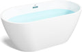FerdY Bali 55' Acrylic Freestanding Bathtub, Gracefully Shaped Freestanding Soaking Bathtub, Glossy White cUPC Certified, Toe-Tap Chrome Drain and Classic Slotted Overflow Included