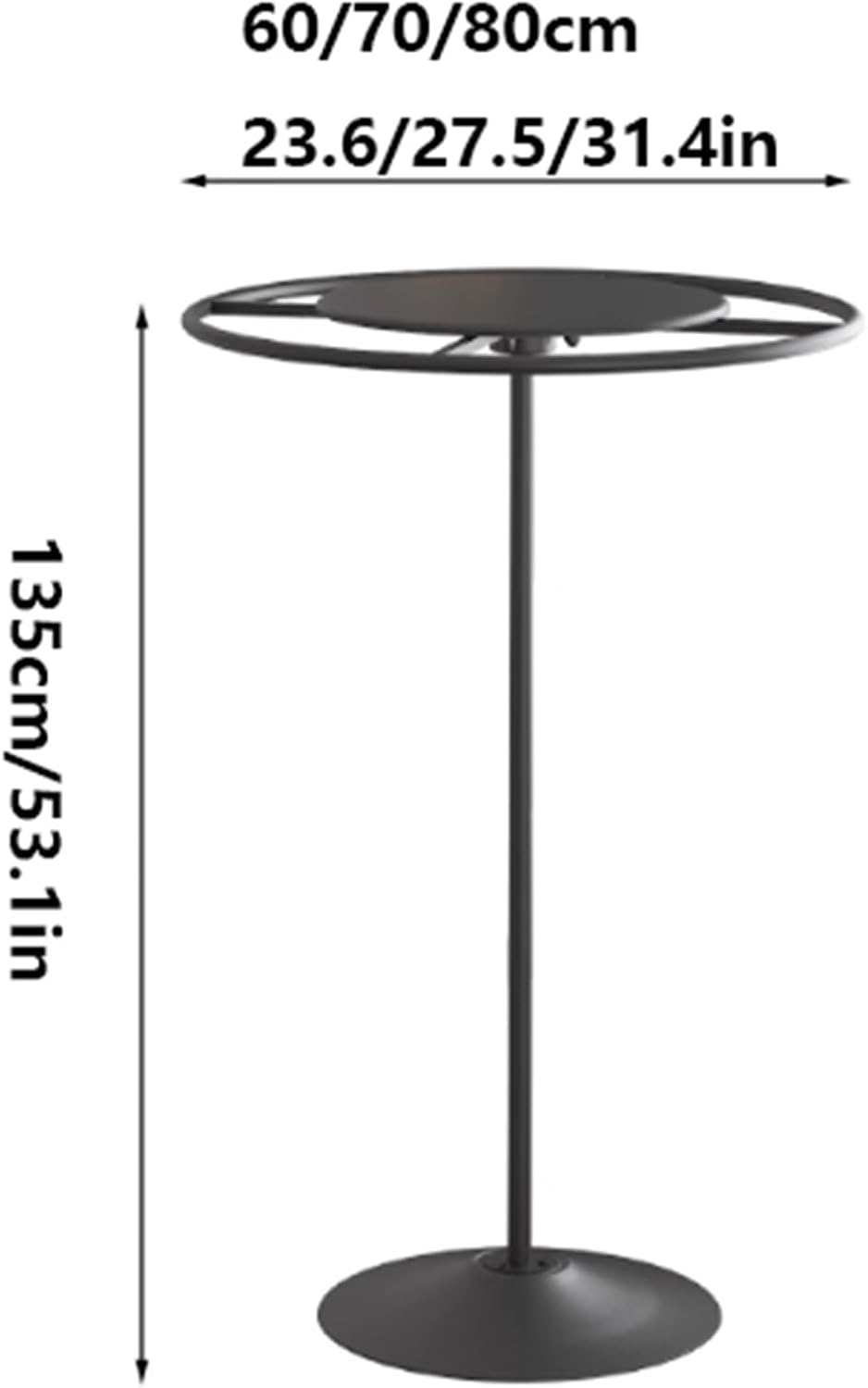 360° Rotating Garment Rack, Round, Floor Standing Clothing Display Stand, Multi-Purpose, Heavy Duty, for Bedroom Boutique Retail, 50/60/70/80/100cm(Black,80 * 135cm)
