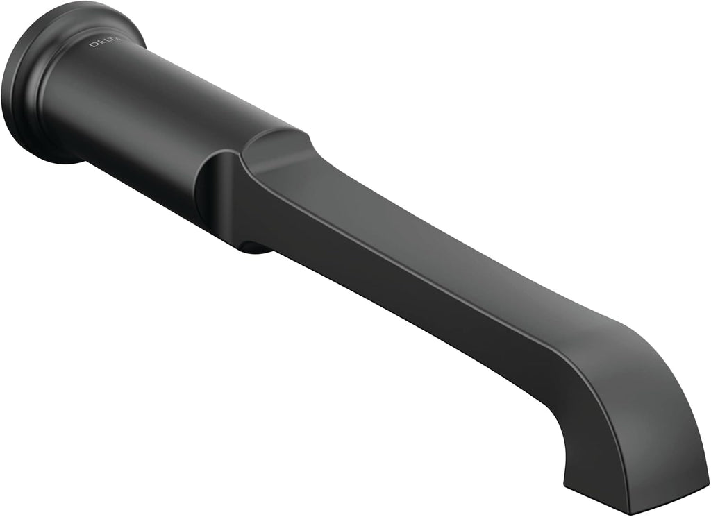 DELTA FAUCET Tetra Matte Black Wall Mount Tub Filler, Black Tub Faucet, Freestanding Bathtub Faucet, Delta Tub Filler, Matte Black T5789-BLLHP-WL (Valve and Handles Not Included)