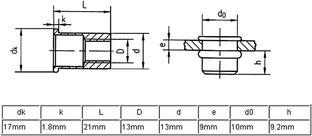 Aexit M10 Aluminum Flat Head Rivet Nut Insert Silver Tone 300pcs (c3d0f03bfd4de33e7f9e3ca7b881b70a)