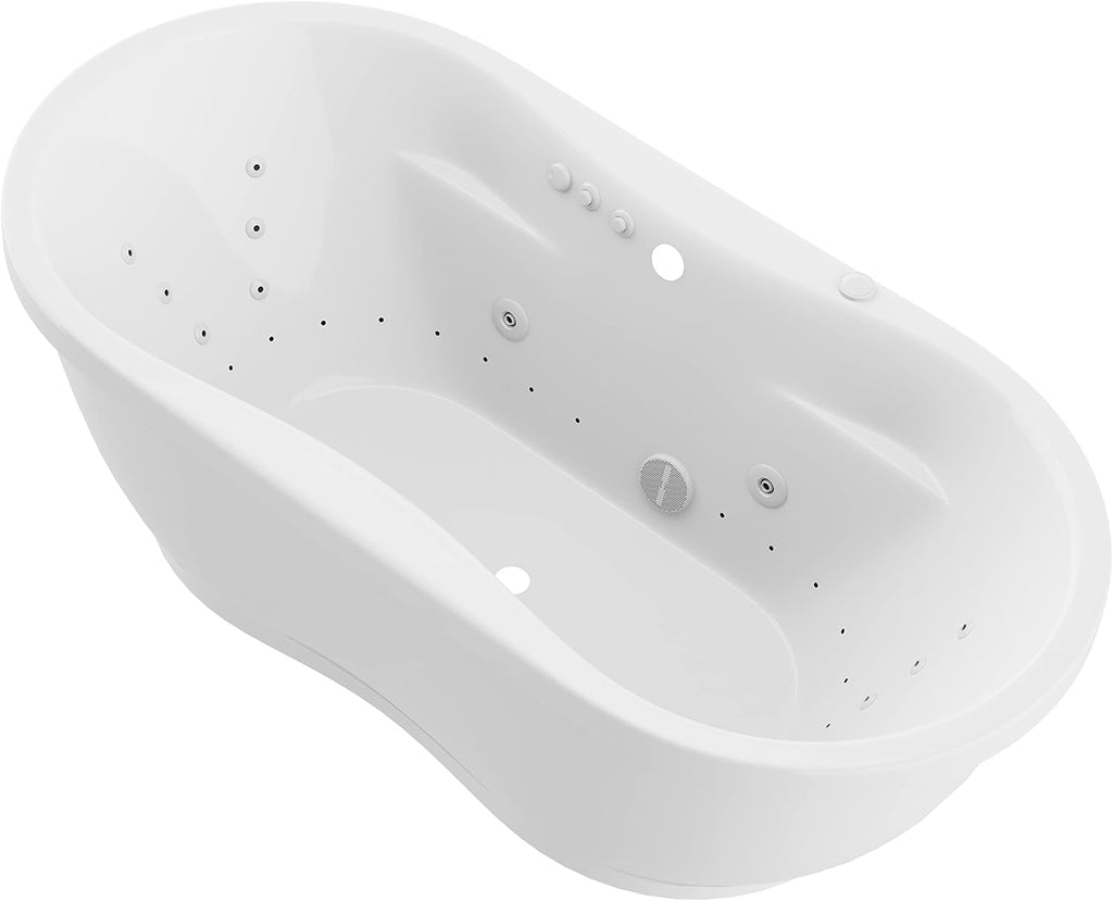 ANZZI Freestanding Tub 36' x 71', Whirlpool and Air Bath Tub in White, Aromatherapy, Whirpool Jetted, 6 ft., Lori Series (FT-AZ102)