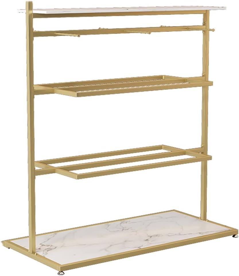 WIGING Retail Clothing Store Garment Rack, Freestanding Metal Underwear Rack, Bra Shorts Swimwear Storage Shelf for Farmers Markets, Boutiques (Color : Gold, Size : 120x40x135cm)