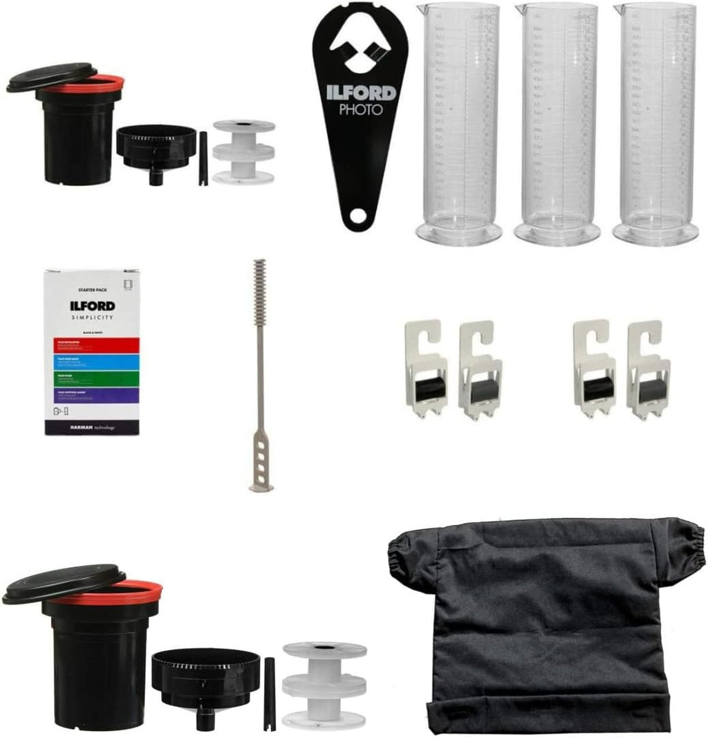 Patterson and Ilford Film Processing Kit Bundle with Extra Developing Tanks and Reels and Changing Bag (3 Items)
