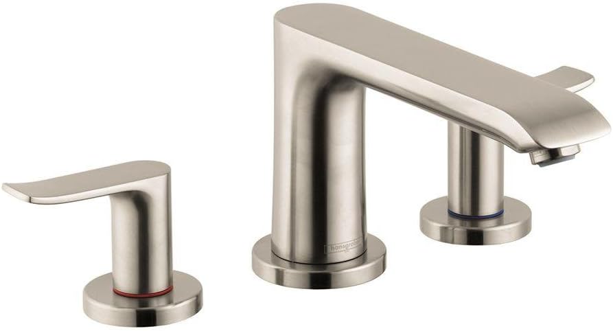 hansgrohe Metris Modern 2-Handle 16-inch Wide Roman Tub Filler Freestanding Bathtub Faucet in Brushed Nickel, 31440821