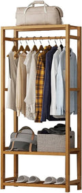 Wooden Garment Rack Heavy Duty Clothes Rails Small Clothing Racks with Shelves Open Wardrobe Coat Stands Bedrooms Freestanding Hanging Closet