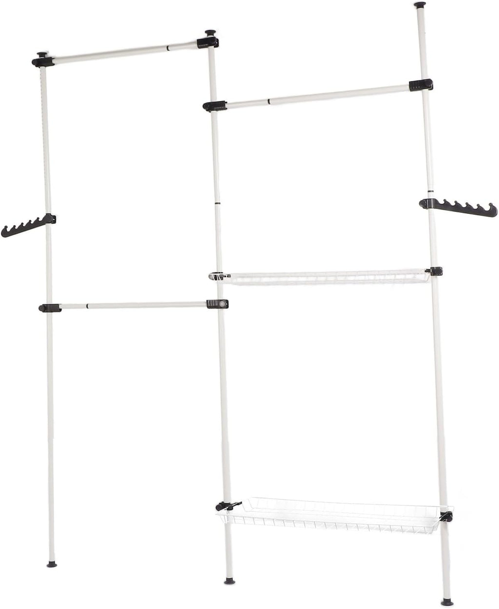 Portable Indoor Garment Rack, Heavy Duty Adjustable Clothes Hanger, DIY Tools Free, Large Capacity 122 Inch Height and Width - Stable Support, Space Saving, Ideal for Household