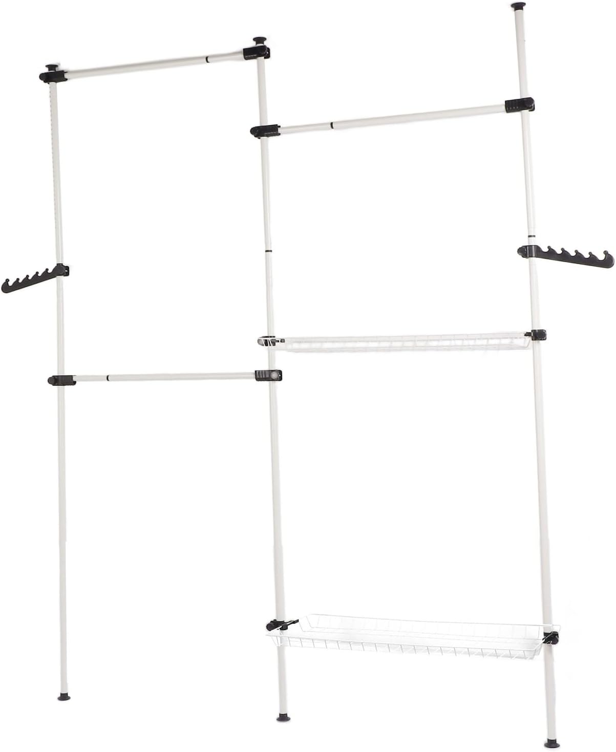 Portable Indoor Garment Rack, Heavy Duty Adjustable Clothes Hanger, DIY Tools Free, Large Capacity 122 Inch Height and Width - Stable Support, Space Saving, Ideal for Household