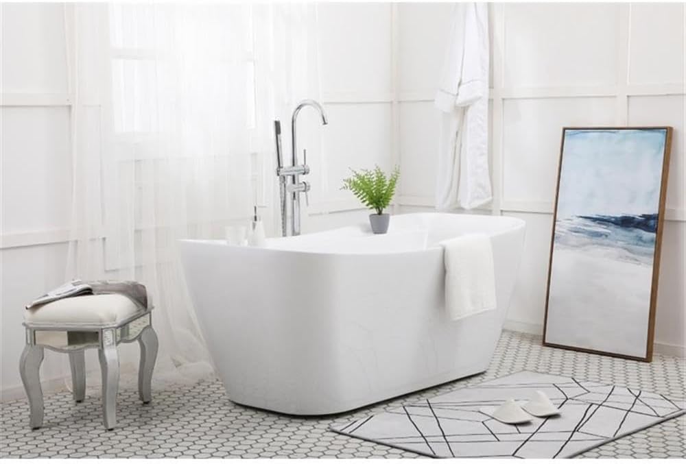 Elegant Decor Indoor Modern 59 inch Soaking Bathtub in Glossy white - 59x30.7x25