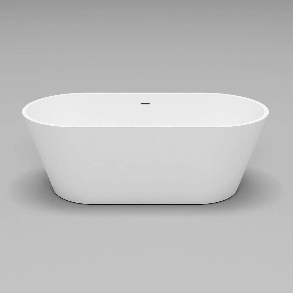 Dowell 60' Luxury Modern Stone Resin Freestanding Bathtub | Matte White Oval Solid Surface Soaking Tub with Integrated Slotted Overflow 077 60