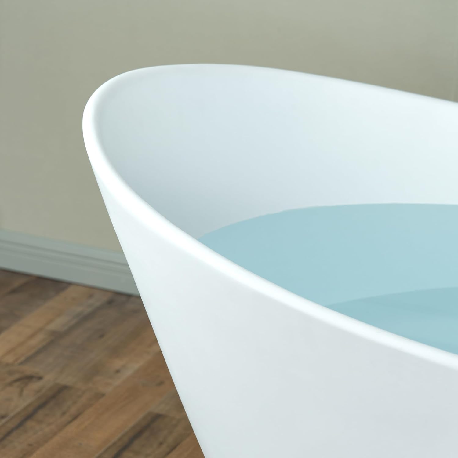 WOODBRIDGE 59 in. x 29.13 in. Stone Resin Luxury Contemporary Solid Surface Freestanding Bathtub in Matte White