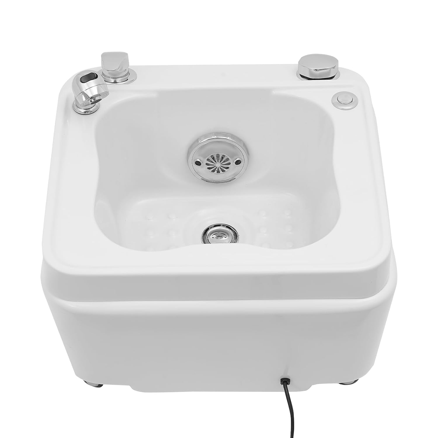 Foot Spa Bath Massager with Bubble, 55W Portable Electric Heated Foot Bath Tub with 7-Color LED Lights, Built-in Hand Shower, Drain Plug & Wheels for Home, Beauty Salons, Feet Stress Relief