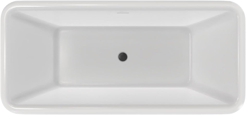 Crest 59 in. L x 31-1/2 in. W x 23-5/8 in. H Freestanding Acrylic Bathtub, Matte Black Drain