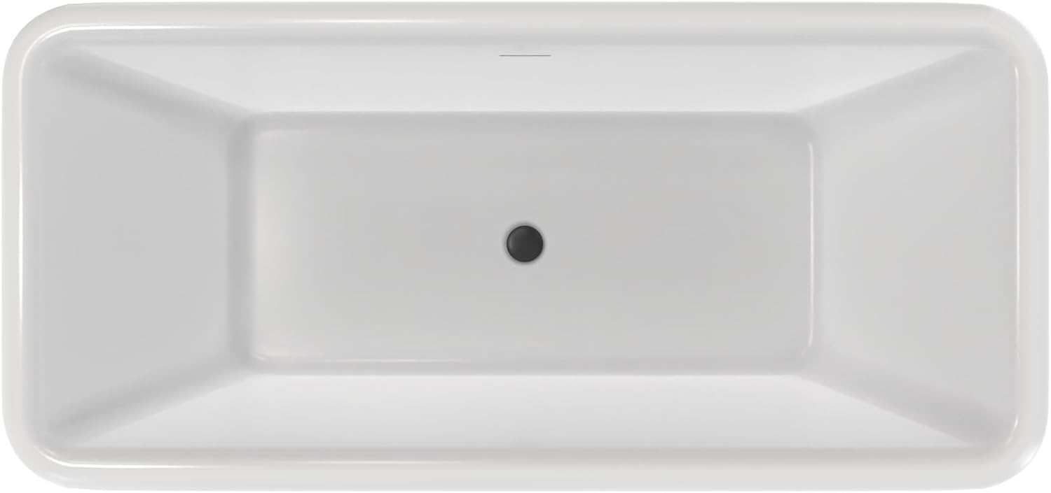 Crest 67 in. L x 31-1/2 in. W x 24-1/2 in. H Freestanding Acrylic Bathtub, Matte Black Drain