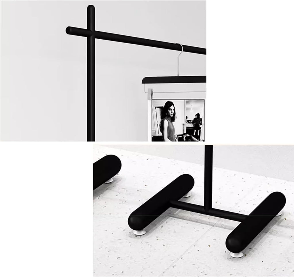 Heavy duty Garment rack Modern Black Wrought Iron Clothing Rack For Hanging And Display Clothes Freestanding Coat Rack For Bedrooms And Boutiques Commercial Metal Clothes Rail Easy To Assemble ( 150X