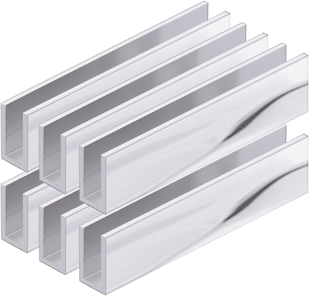 Aluminum Fixed Panel Shower Door U Channel for 1/2' Thick Glass 95 inches Length (6, Chrome Finish)