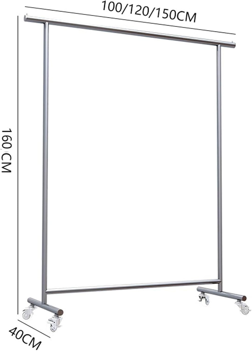 Heavy duty Garment rack Commercial Heavy Duty Clothes Rack With Wheels, Standing Rolling Clothing Rack For Hanging Clothes, Silver Stainless Steel Clothes Rail For Bedroom, Load 280 LBS ( 100X40X160C