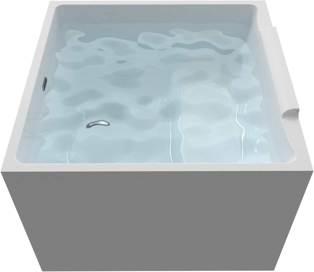 HEATGENE 39' Acrylic Freestanding Bathtub Contemporary Soaking Tub Easy to Install UPC Certified Chrome Drain & Overflow Assembly Included