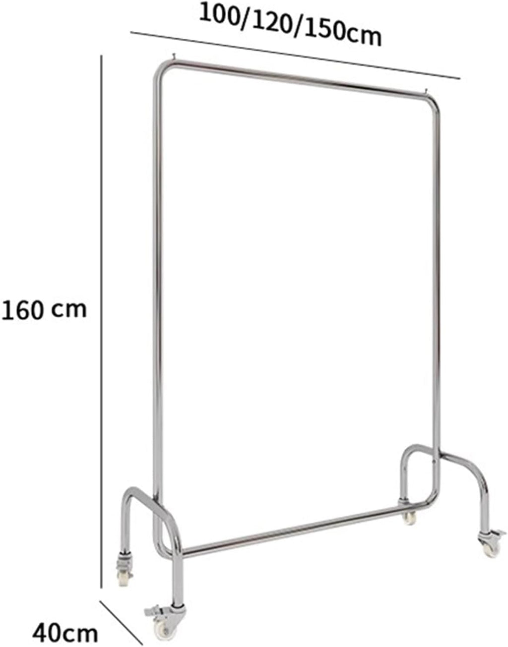 Heavy duty Garment rack Heavy Duty Clothing Rack On Wheels Commercial Rolling Clothes Rack For Hanging Clothes Load 280lbs Silver Stainless Steel Coat Rack For Bedrooms And Boutiques ( 100X40X160CM)