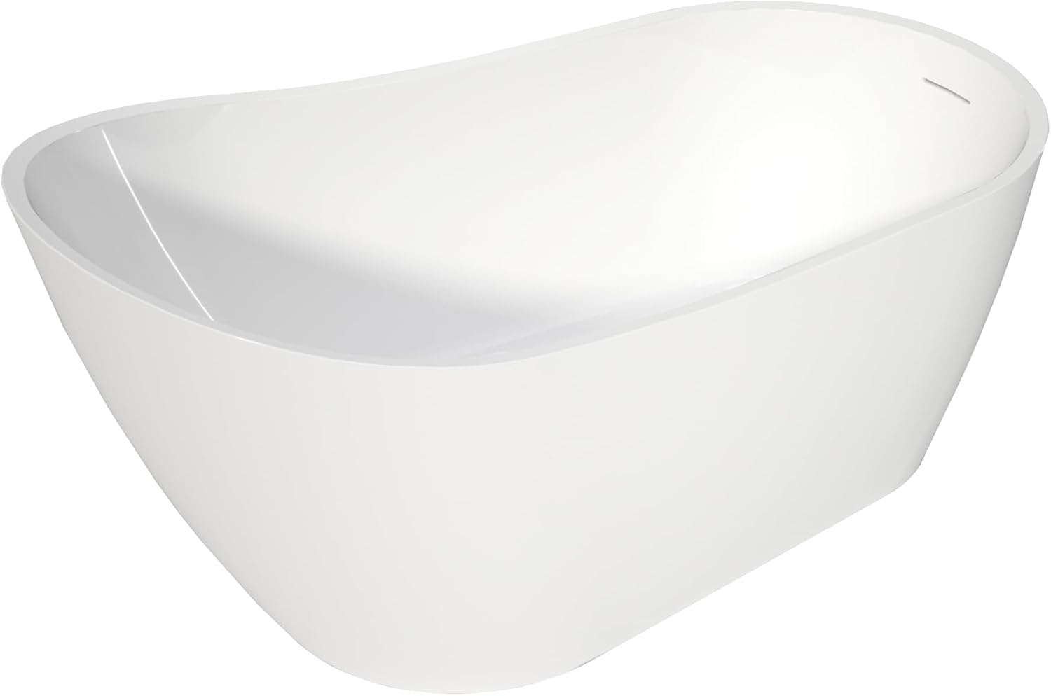 High back Acrylic Free Standing Bath tubs,Oval Shape Stand Alone White Soaker Tub(59×32 Inch)