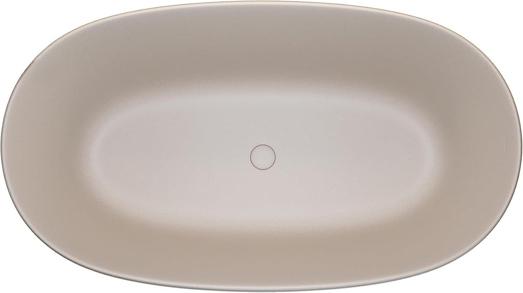 KEIKI 51'' Freestanding Bathtub, Resin Stone Soaking Bathtub, Solid Surface Modern Tubs with Overflow and Pop-up Drain, Beige