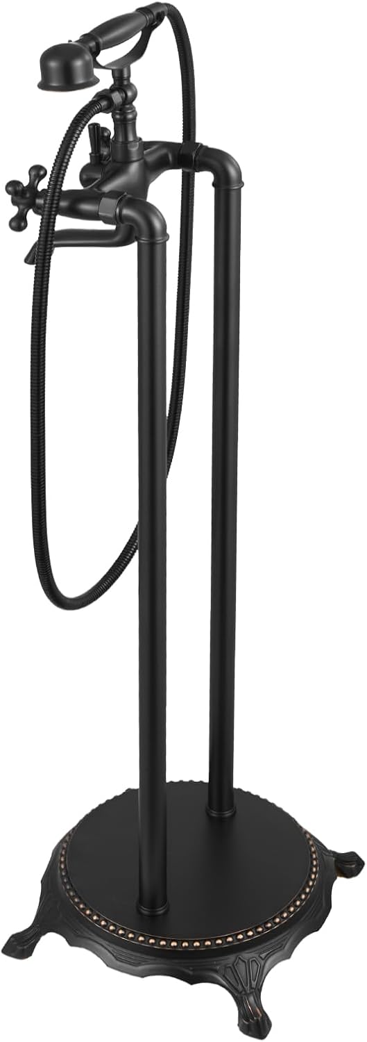VEVOR Clawfoot Bathtub Faucet, Freestanding Tub Faucets with Handheld Shower, Vintage Oil-Rubbed Bronze Tub Filler Faucet Shower Kit with 360° Rotation Spout & 59-inch Long Hose for Bathtubs