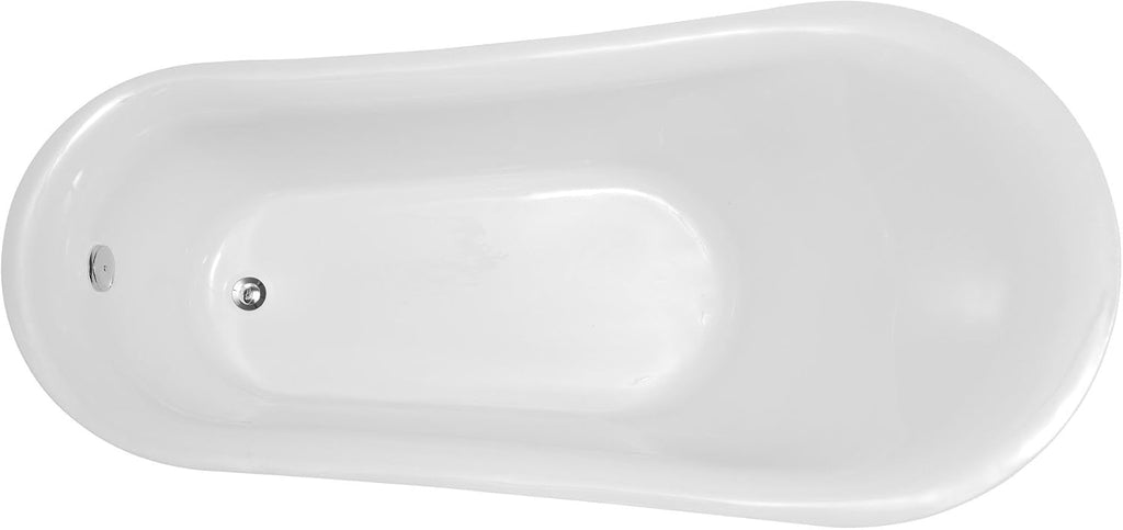 ANZZI Freestanding Bathtub 71 In Acrylic Flat Bottom Soaking Tub Glossy White Talyah Series One Piece Contemporary Design Center Drain High Gloss Finish Deep Soak Comfort Bathroom Fixture | FT-AZ090