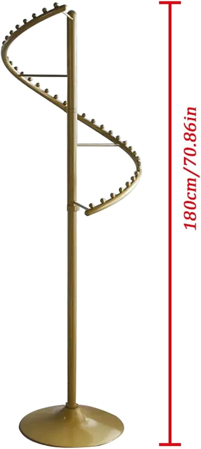 Heavy Duty Garment Rack Spiral Rotating Clothing Rack, 38 Ball Heavy Duty Clothes Displa Rack, Freestanding Metal Coat Hanger for Boutique and Bedroom, Space Saving Coat Rack, 45X180CM (Gold)